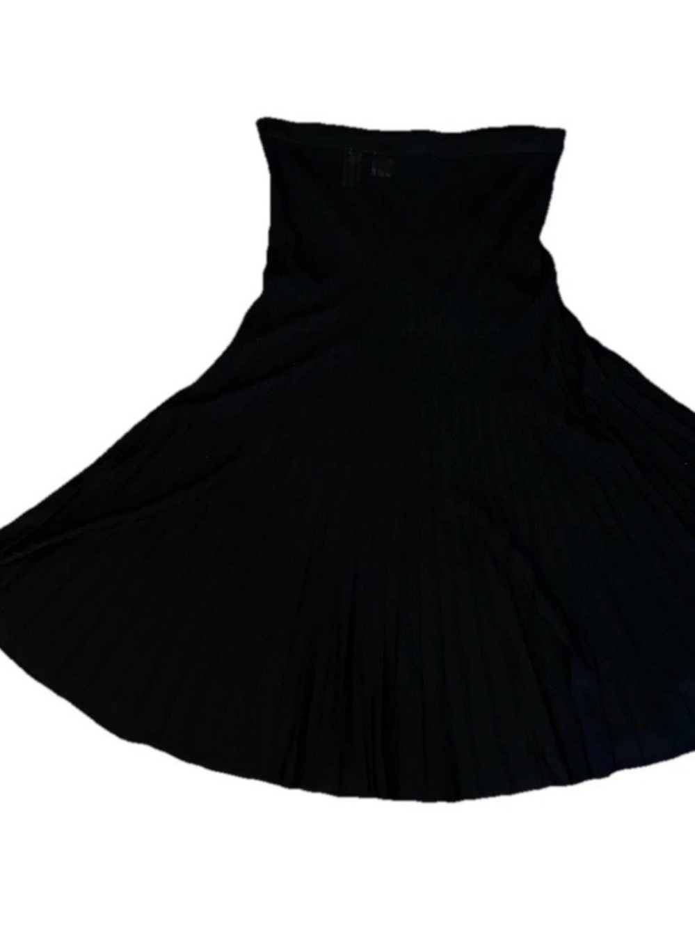Emma James Black Pleated Midi Skirt Elastic Waist SZ Large Vintage Classic